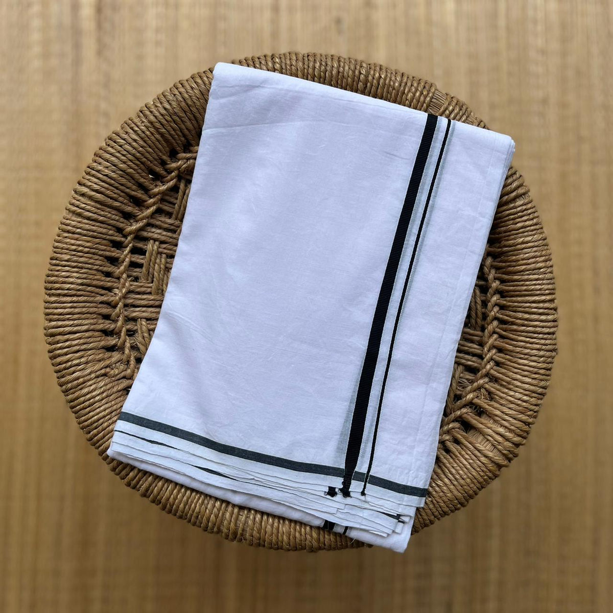 Pure white Handloom Double Dothi 999