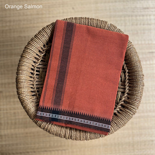 Colour Mundu வண்ண வேஷ்டி Orange Salmon (Kaavi)