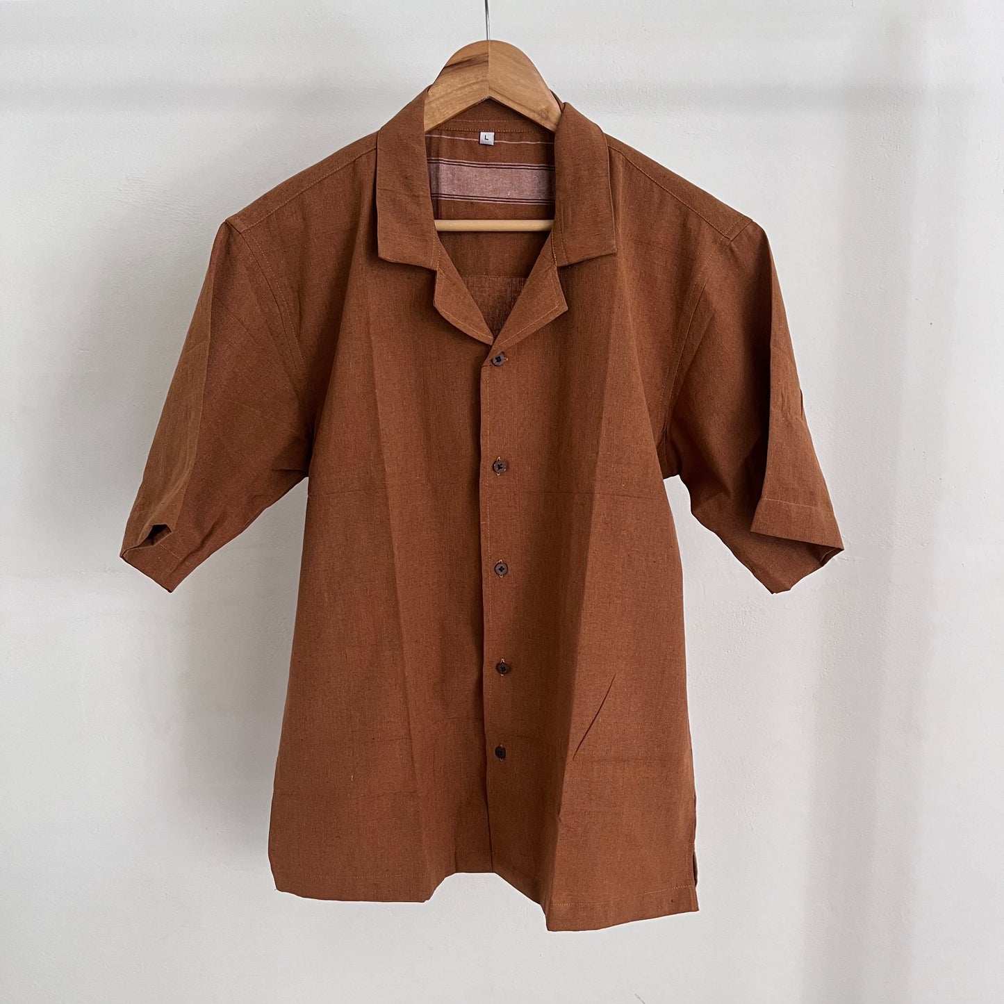 Cotton Half Sleeve Shirts Brown