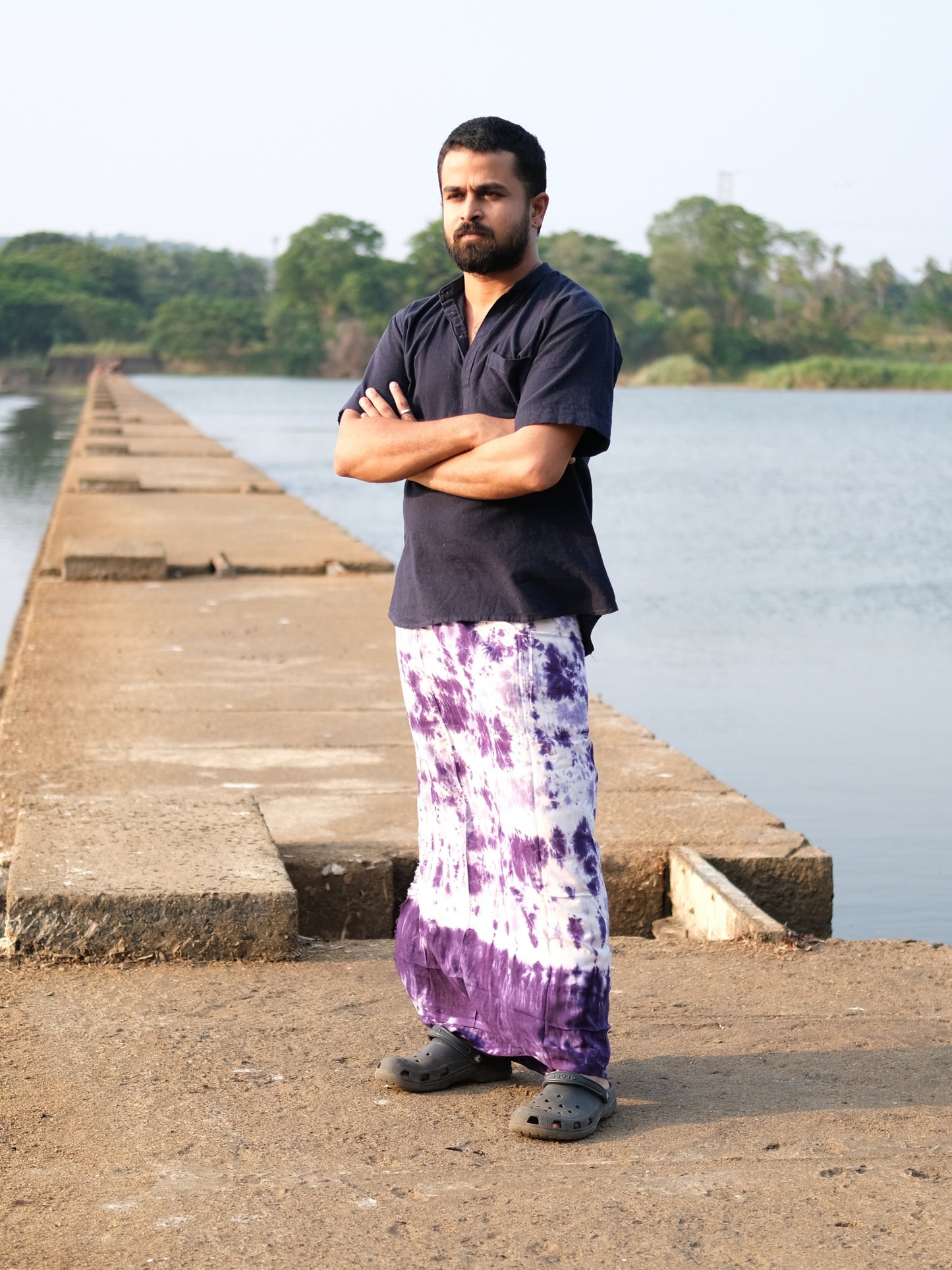 Tie Dye Lungi (Purple, voilet & White)