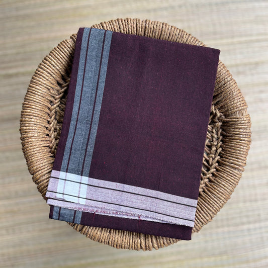 Strip Border Colour Mundu / வேஷ்டி (Dark Brown)