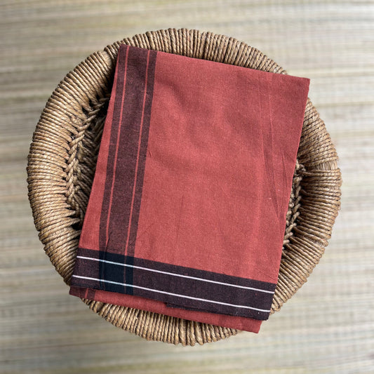 Strip Border Colour Mundu / வேஷ்டி (Indian Red)