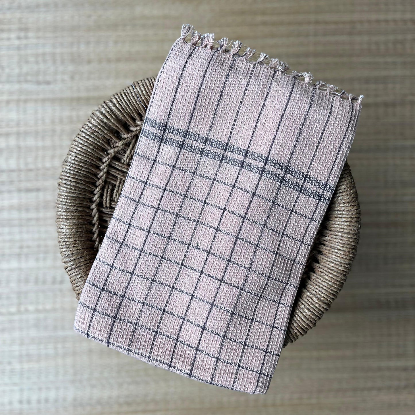 Honeycomb Handloom Bath Towel Multi Color Checked 450/-