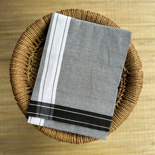 Strip Border Colour Mundu / வேஷ்டி (Ash Grey)