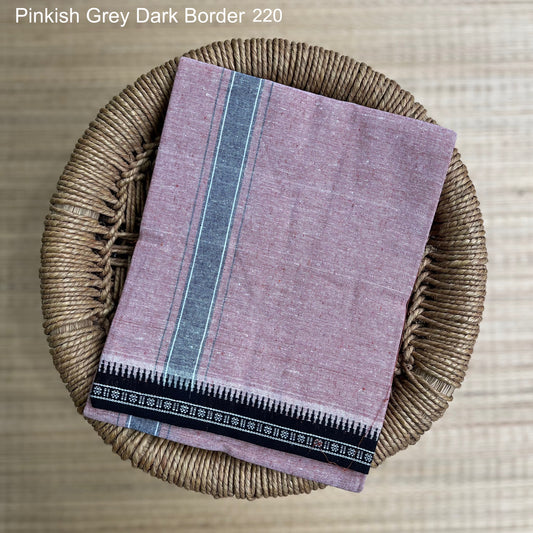 Colour Mundu வண்ண வேஷ்டி Pinkish Grey Dark Border