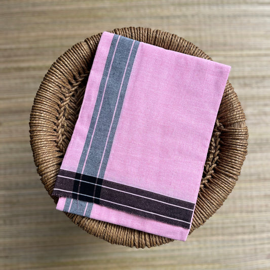 Strip Border Colour Mundu / வேஷ்டி (Pink & Black)