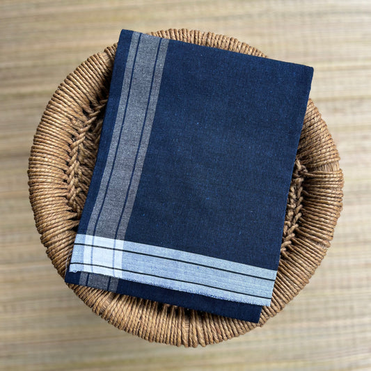 Strip Border Colour Mundu / வேஷ்டி (Dark Blue)