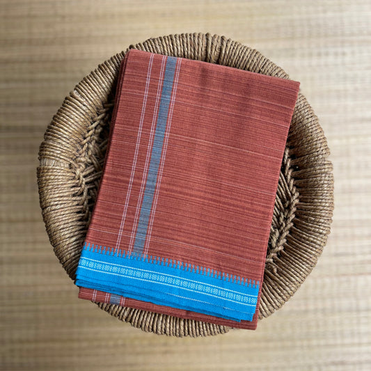 Special Color Mundu / வேஷ்டி (Kaavi & Blue Border)