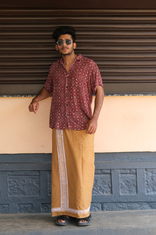 Batik Hand Printed Bombay Lungi (Clay Brown)