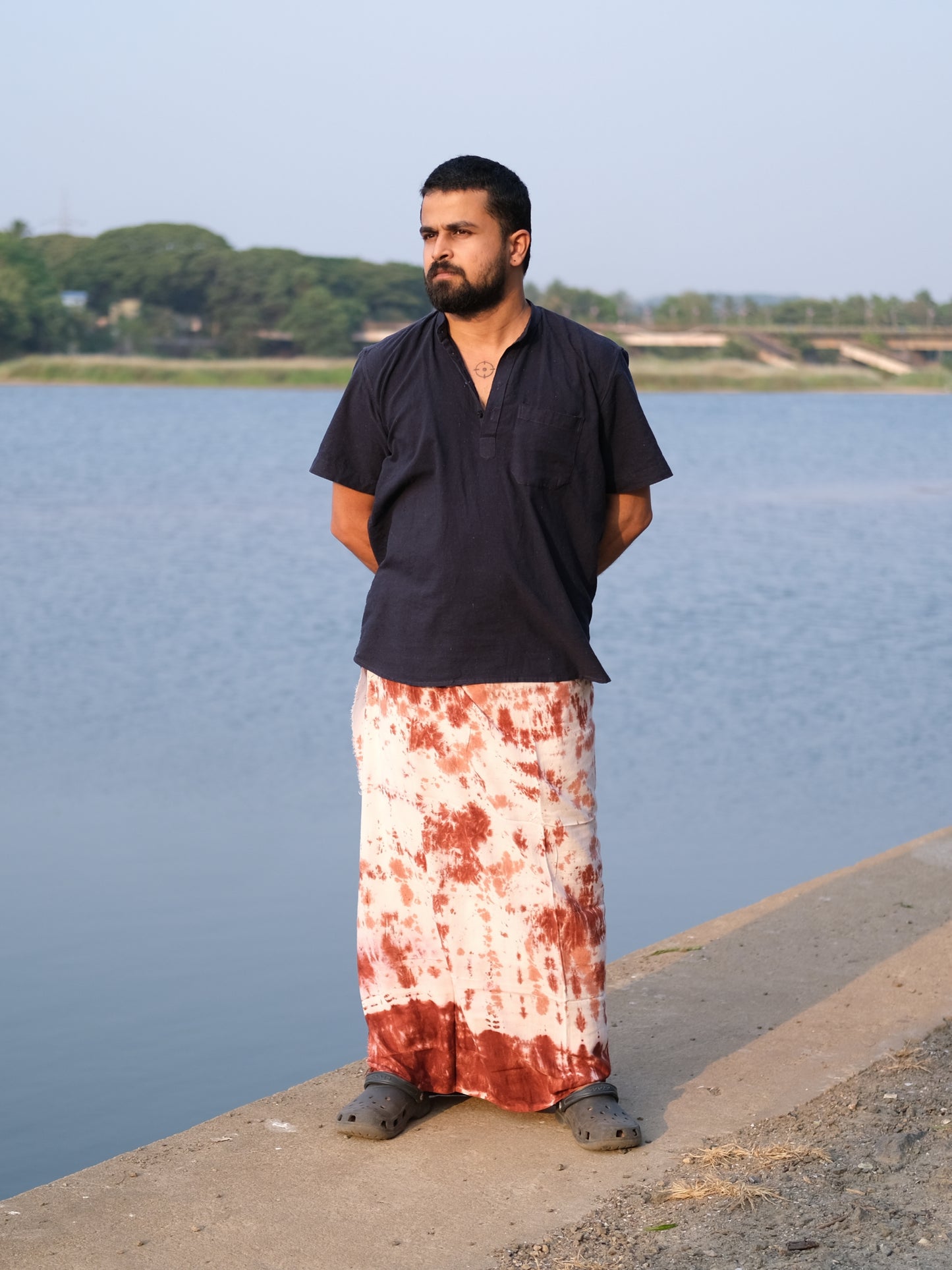 Tie Dye Lungi (Maroon, Orange & White)