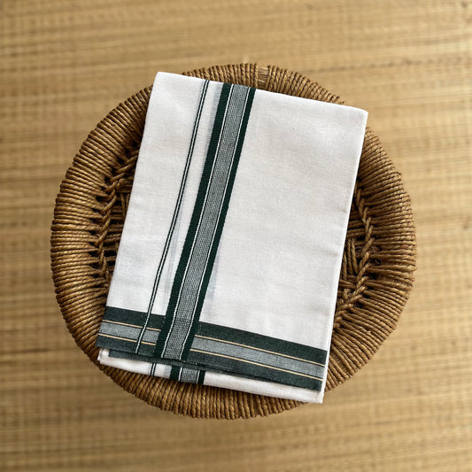 White Mundu / வெள்ளை வேஷ்டி Green Border