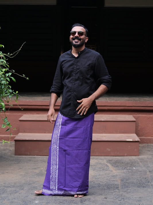 Batik Hand Printed Bombay Lungi (Violet)