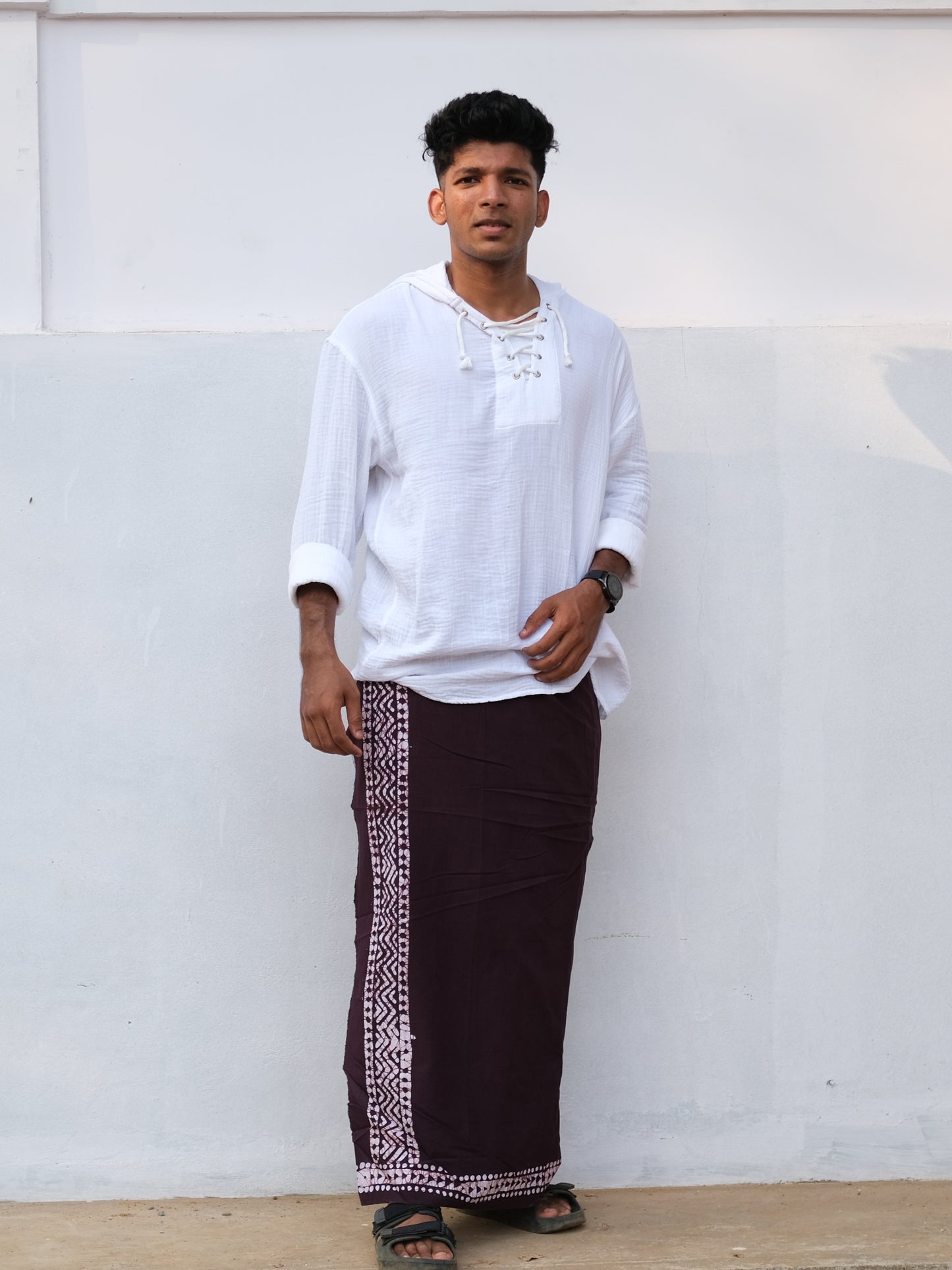 Batik Hand Printed Bombay Lungi (Dark Purple)