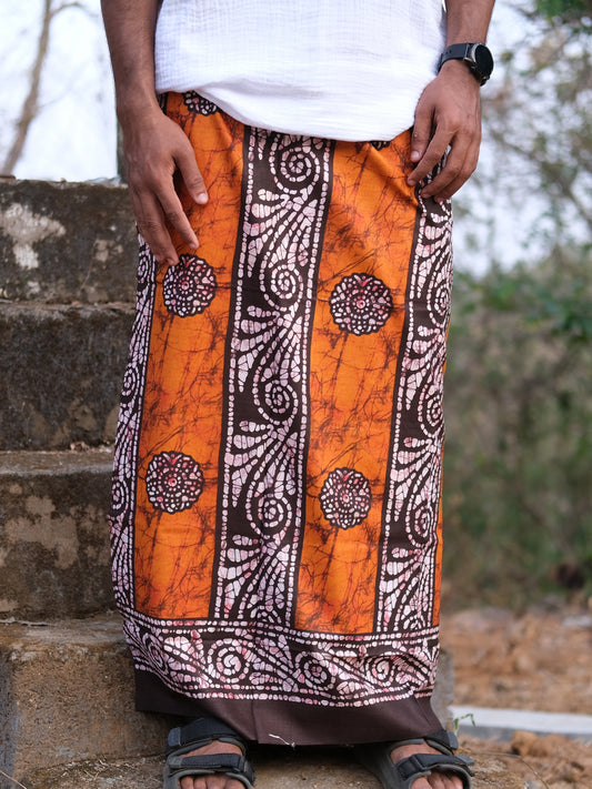 Kolkata Printed Lungi Orange Grass