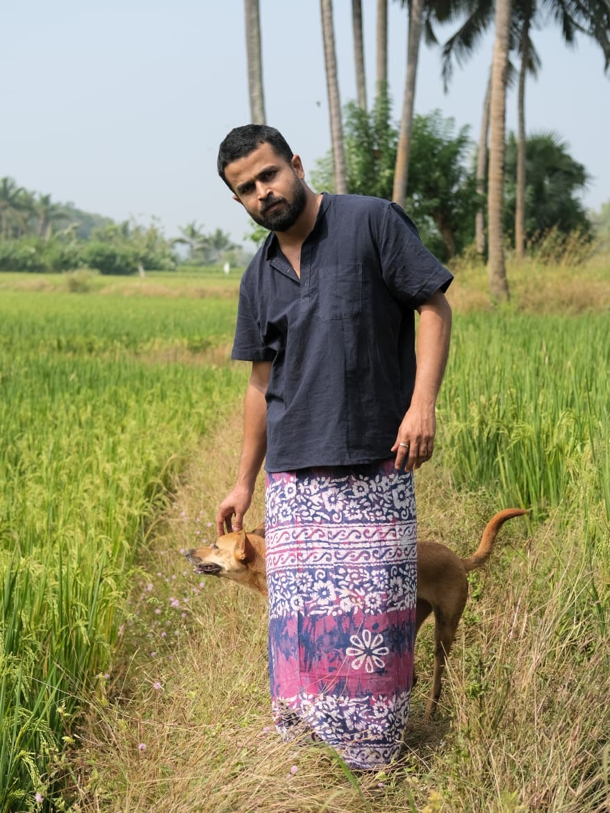 Batik Handprinted Pure Cotton Lungi / Stitching Material (Lavender & Pink Blend)