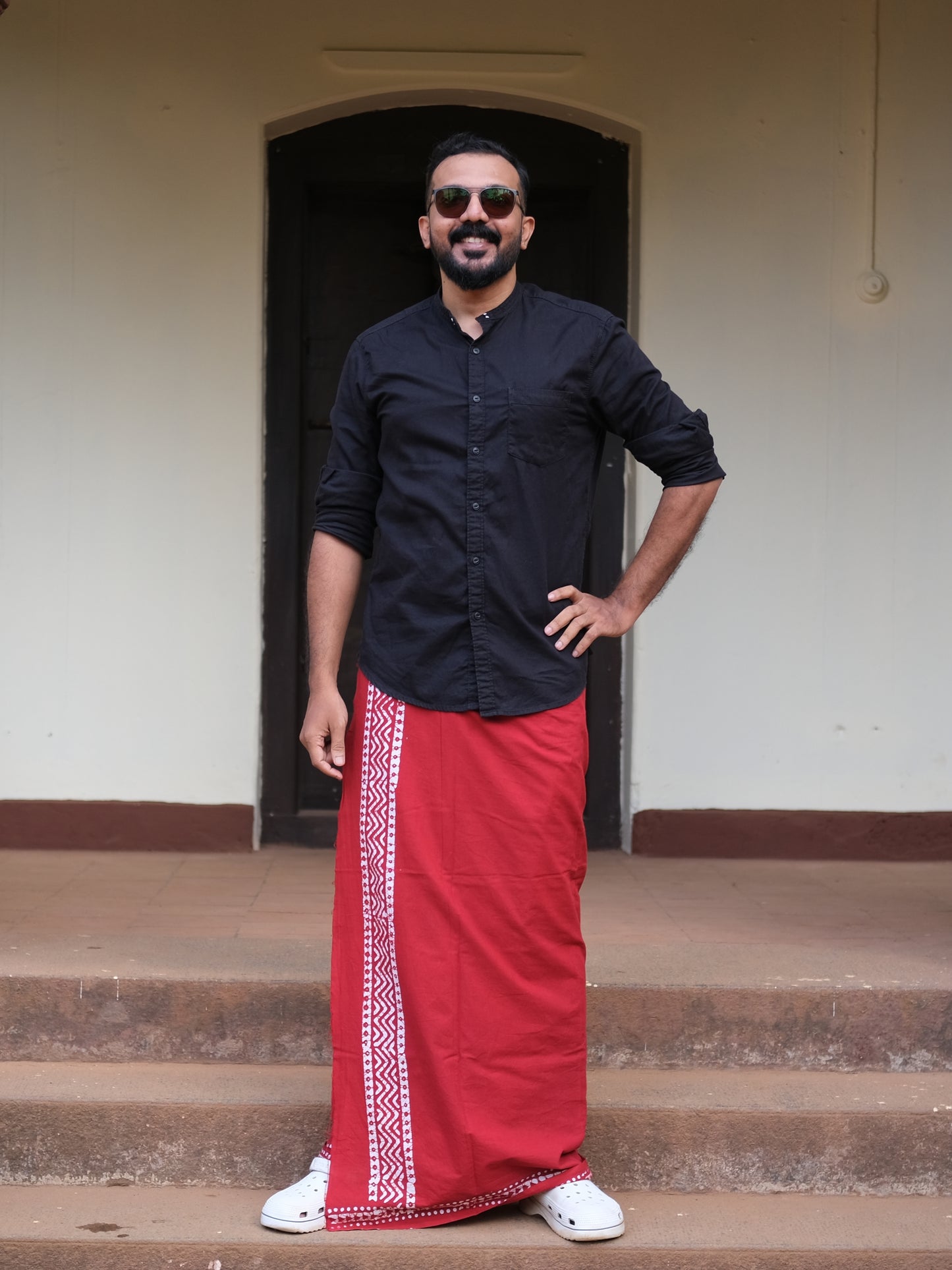 Batik Hand Printed Bombay Lungi (Red)