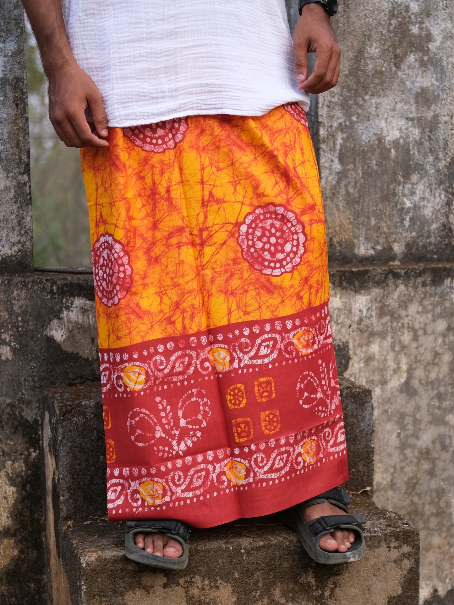 Kolkata Printed Lungi Orange Patterns