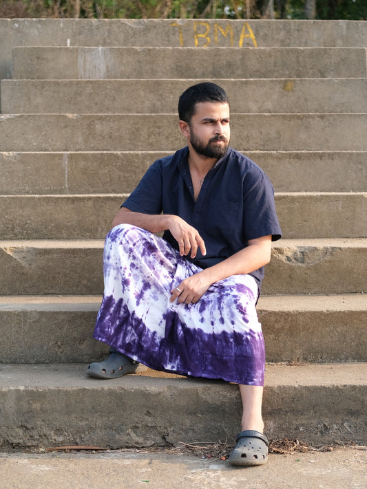 Tie Dye Lungi (Purple, voilet & White)