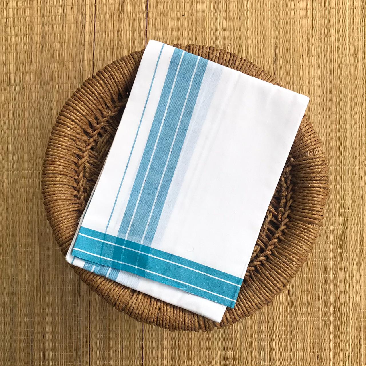 Strip Border White Single Mundu