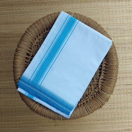 White Mundu / வெள்ளை வேஷ்டி Blue Border