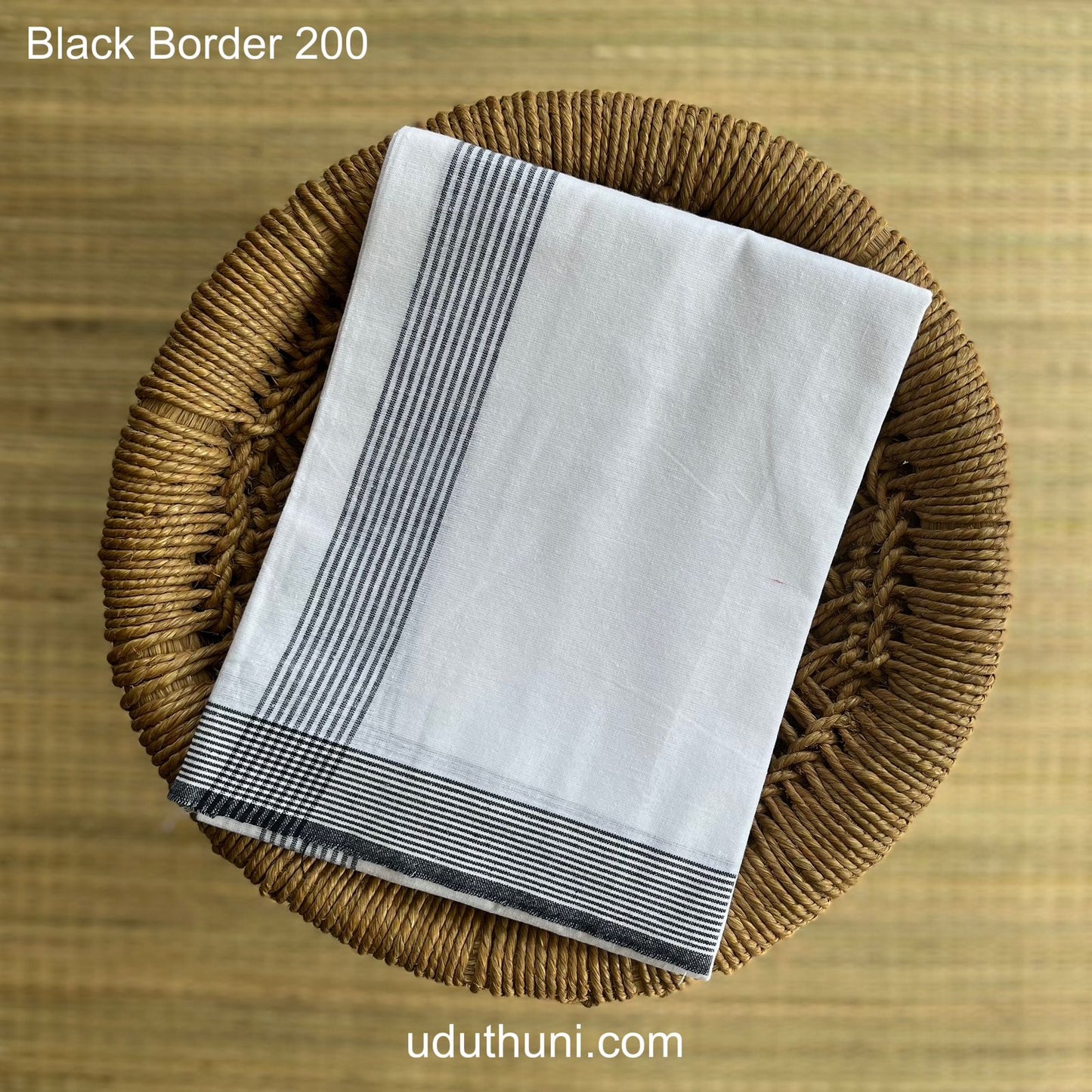 Single White Mundu Black border வேஷ்டி