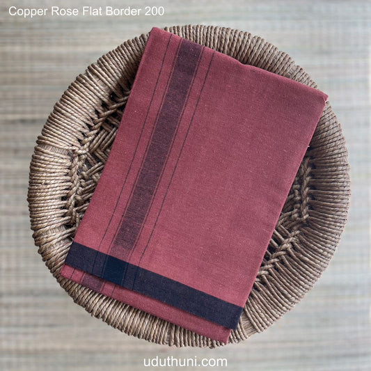 Colour Mundu வண்ண வேஷ்டி Copper Rose Vale Flat Border