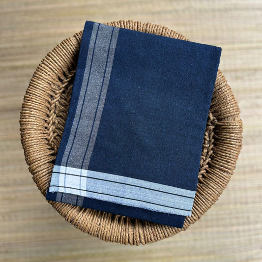 Strip Border Colour Mundu / வேஷ்டி (Dark Blue)