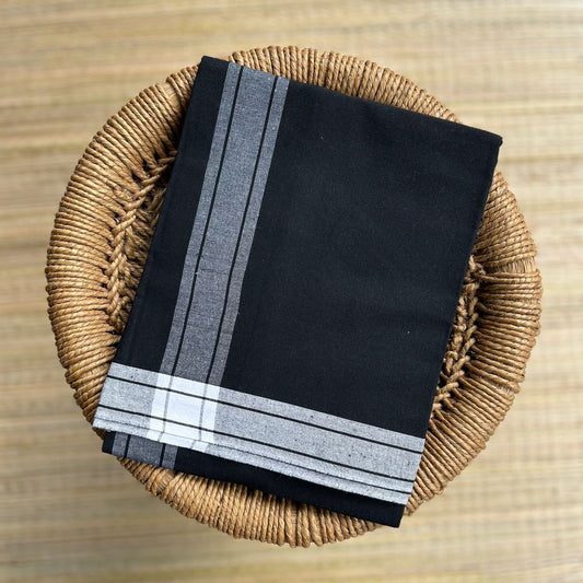 Strip Border Colour Mundu / வேஷ்டி (Black)