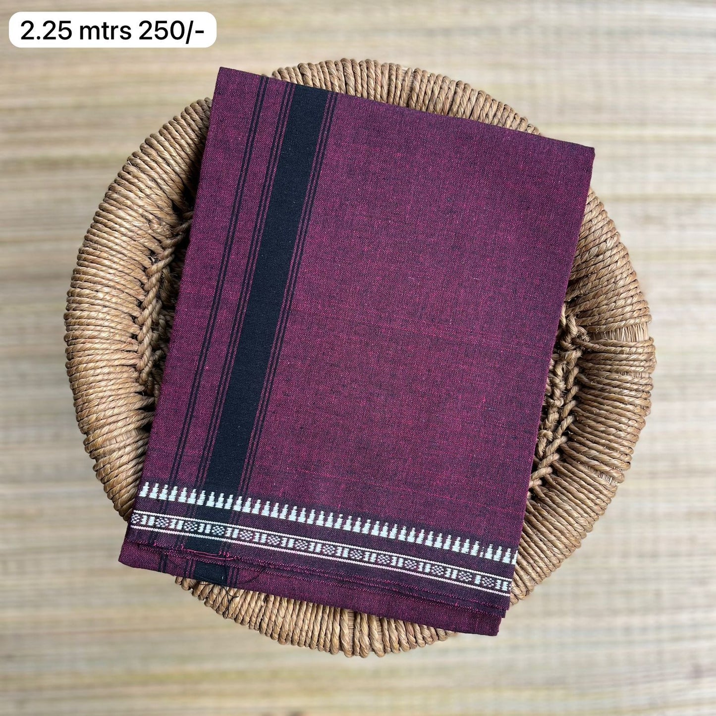 2.25 Meter Length Dhoti /Wine berry Mundu / Veshti