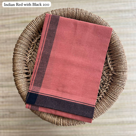 Colour Mundu வண்ண வேஷ்டி Indian Red with Blak Zoo 200