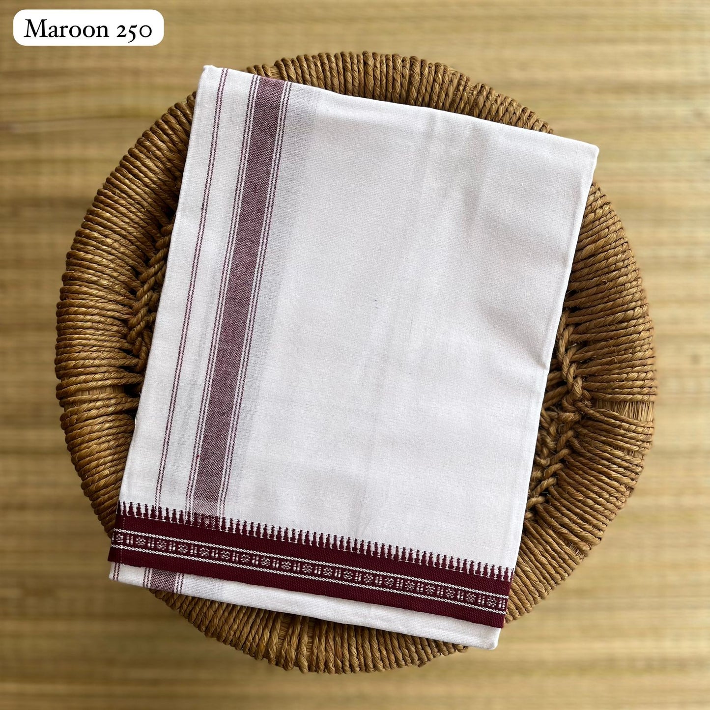 White Single Colour Mundu Maroon வண்ண வேஷ்டி