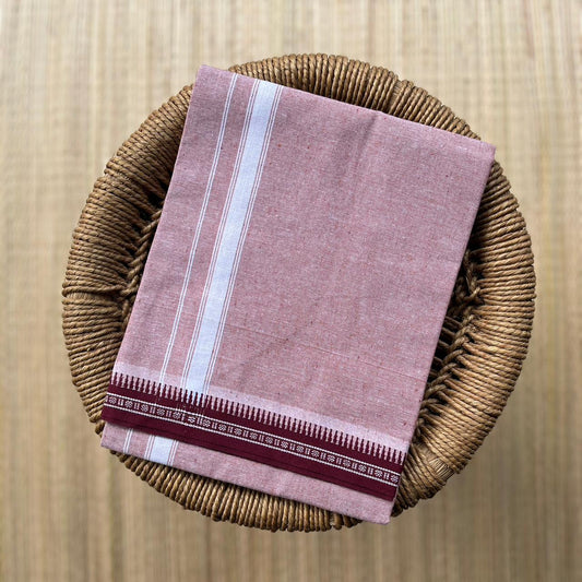 Color Mundu | Veshti | Lungi | Dhothi Maroon Border