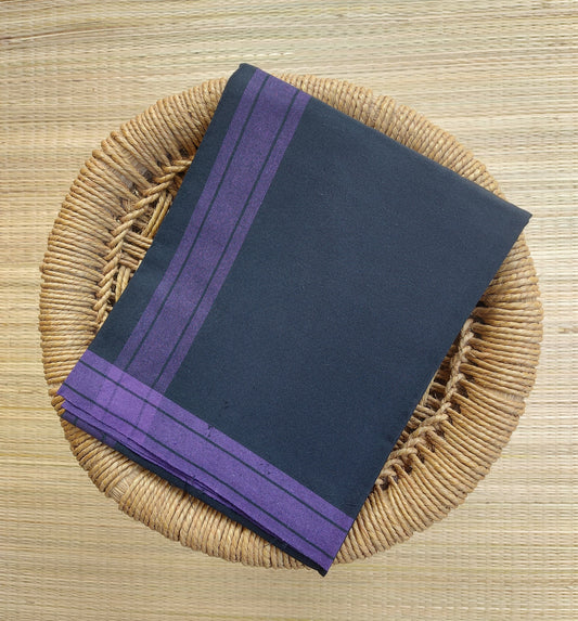 Strip Border Colour Mundu / வேஷ்டி (Black with Violet Border)