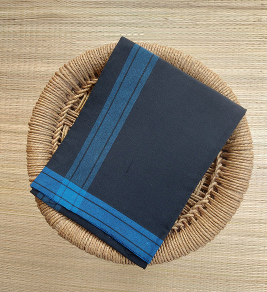 Strip Border Colour Mundu / வேஷ்டி (Black with Blue Border)