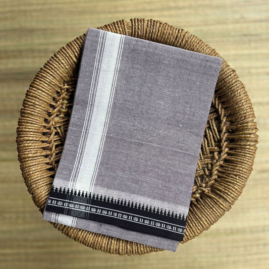 Colour Mundu வண்ண வேஷ்டி  Grey With violet Border