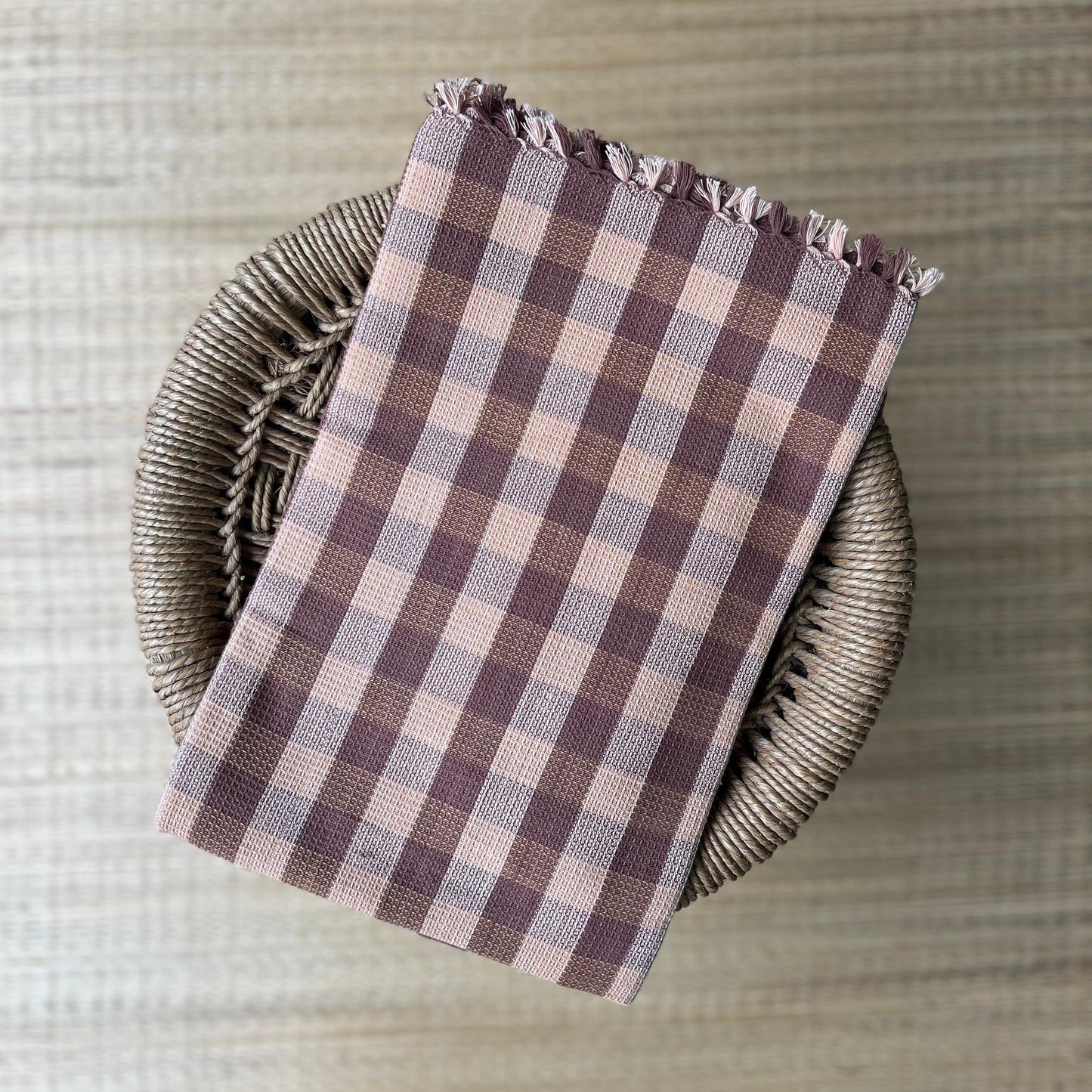 Honeycomb Handloom Bath Towel Multi Color Checked 450/-