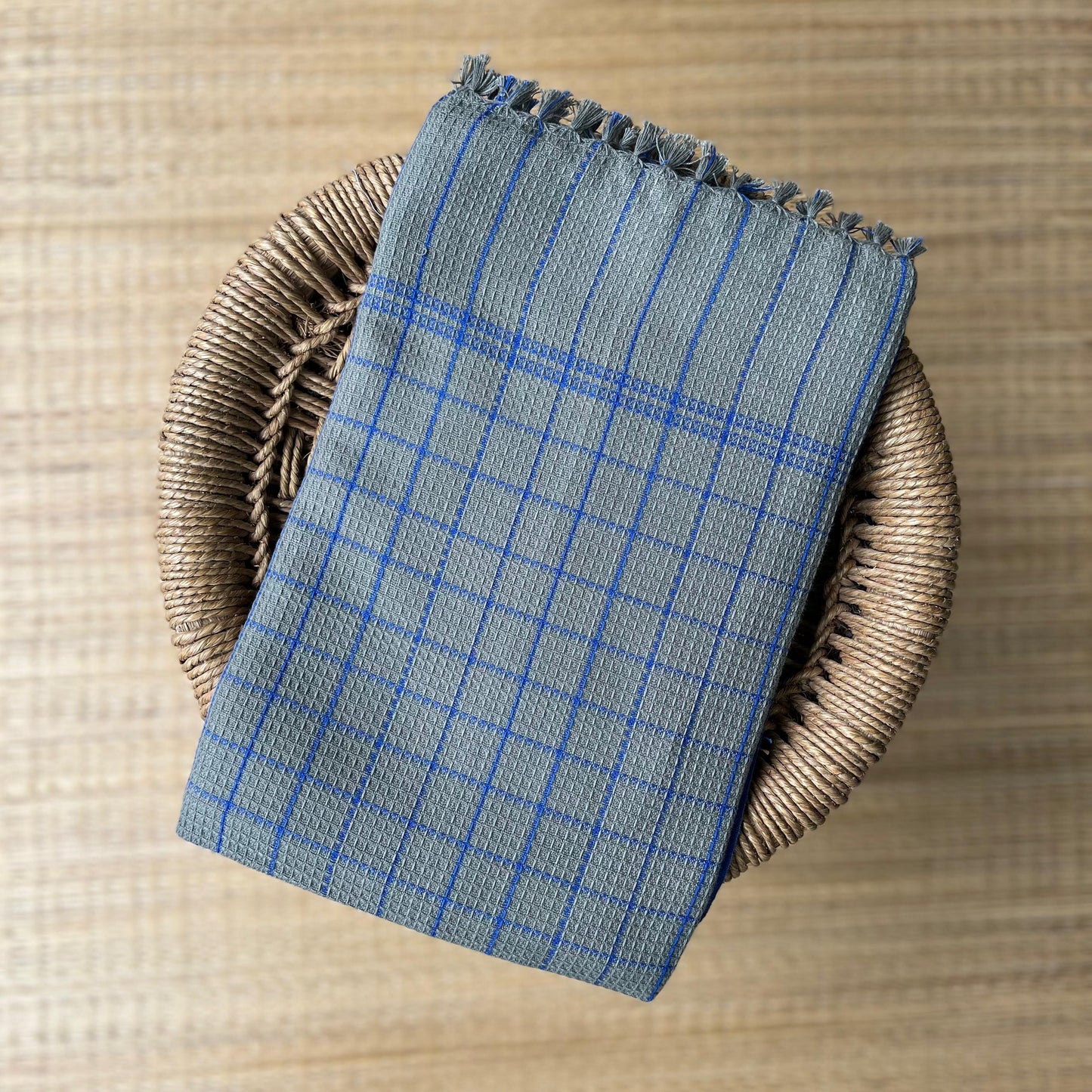 Honeycomb Handloom Bath Towel Multi Color Checked 450/-