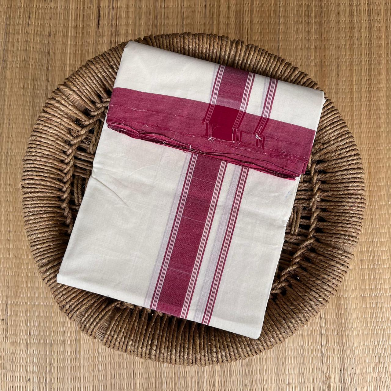 PREMIUM OFF WHITE HANDLOOM DOUBLE DOTHI 999