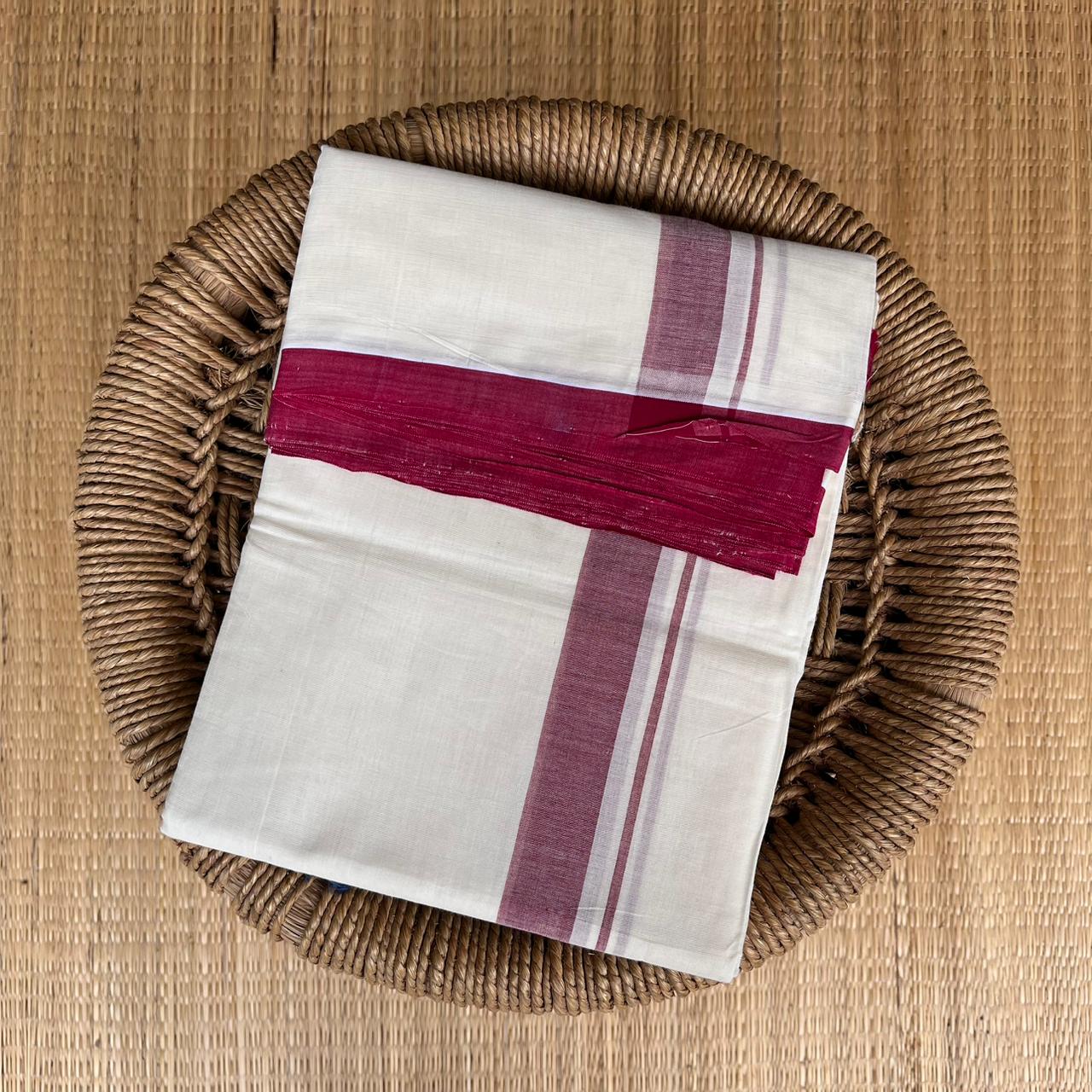 PREMIUM OFF WHITE HANDLOOM DOUBLE DOTHI 999