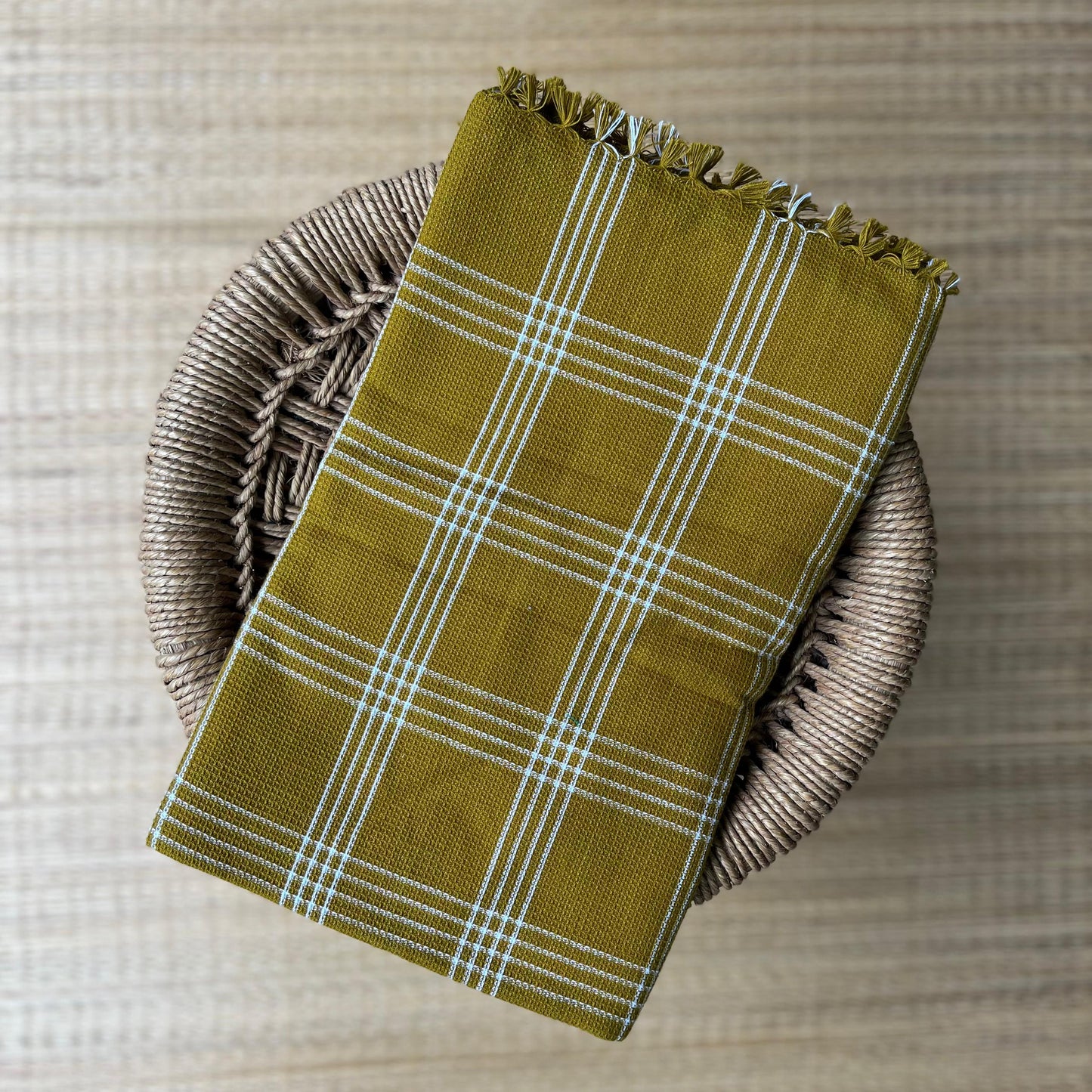 Honeycomb Handloom Bath Towel Multi Color Checked 450/-