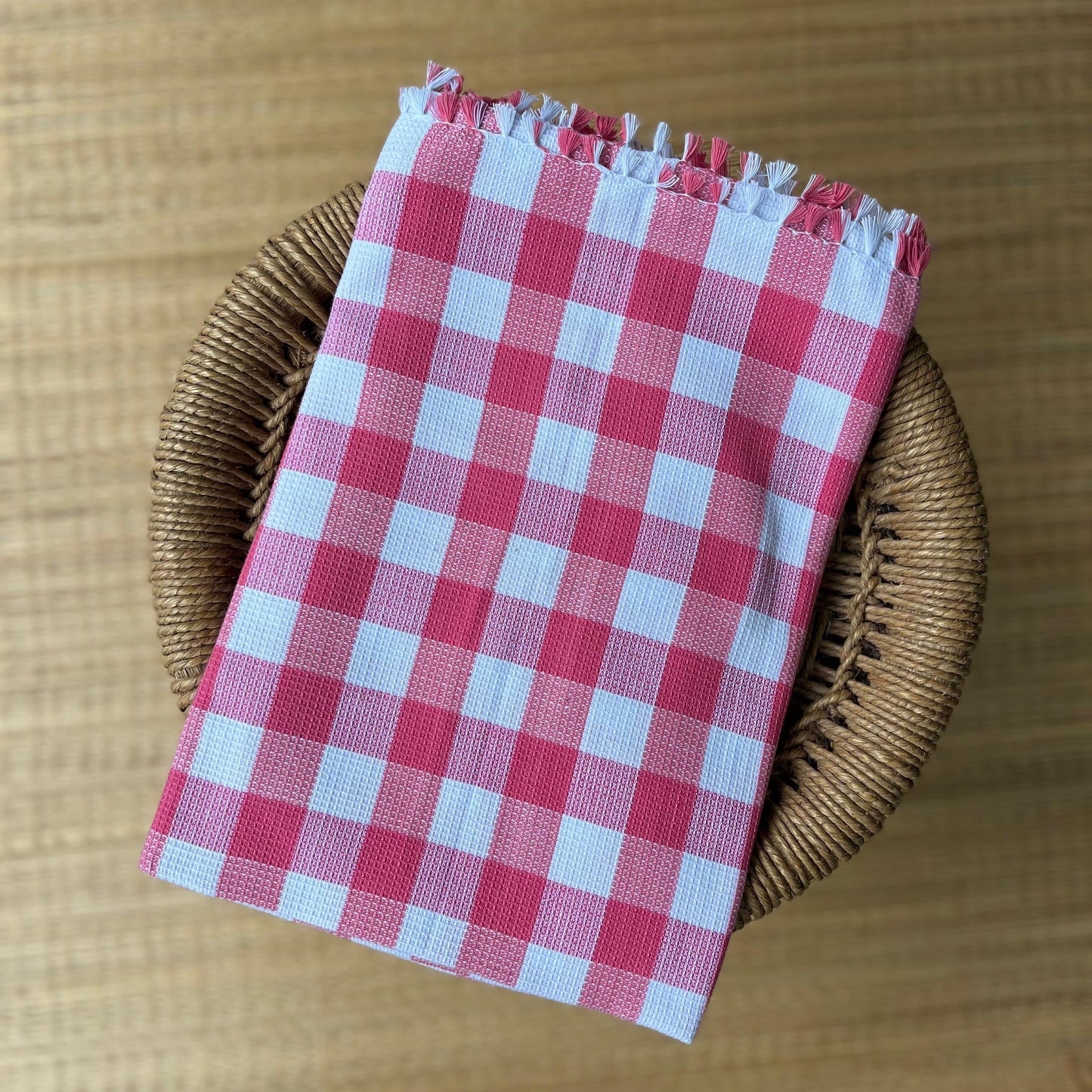 Honeycomb Handloom Bath Towel Multi Color Checked 450/-