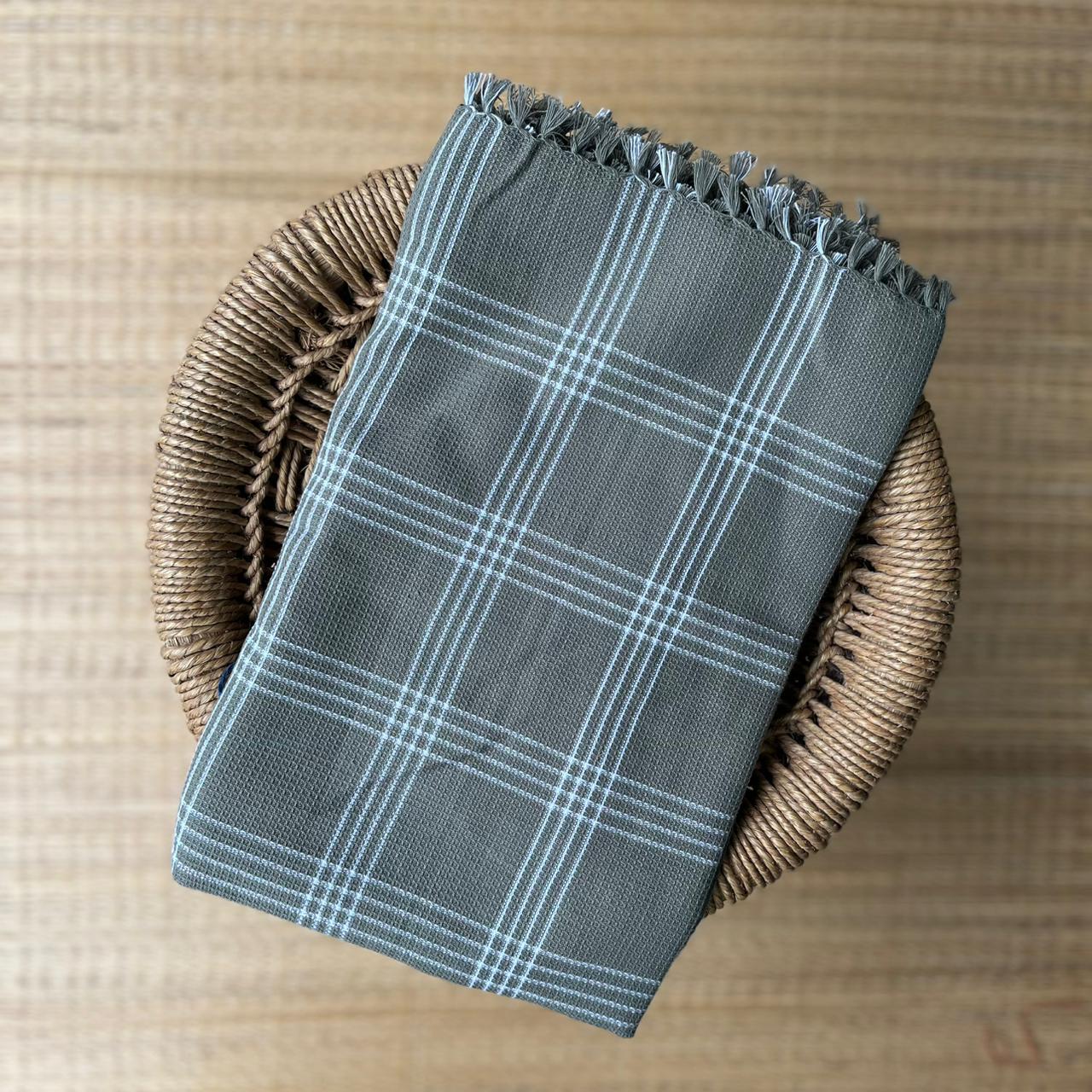 Honeycomb Handloom Bath Towel Multi Color Checked 450/-