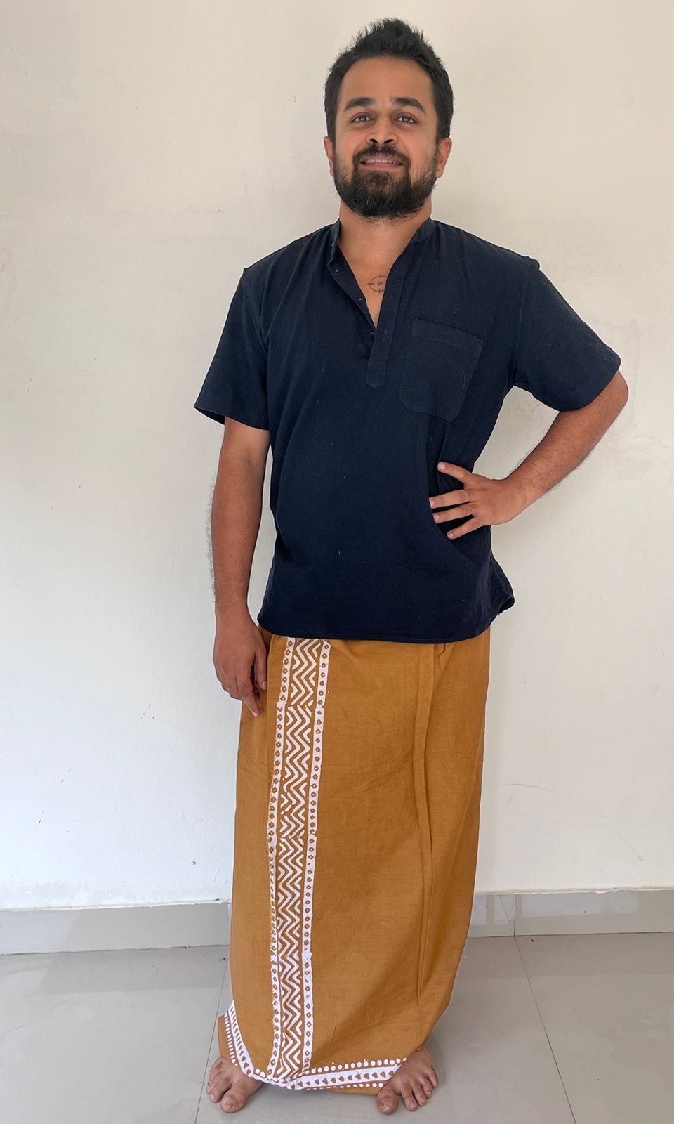 Batik Hand Printed Bombay Lungi (Clay Brown)